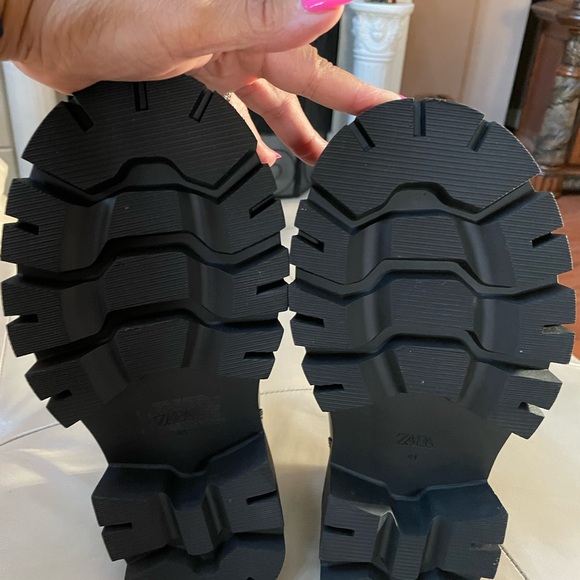 Women's ZARA Black Chunky Platform Lace Jp Oxford, Size 41 - Picture 6 of 8